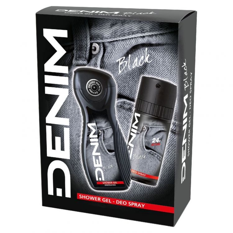DENIM darčeková kazeta Black sprchový gél 250 ml + deo sprej 150 ml