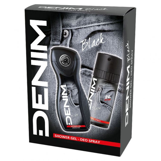 DENIM darčeková kazeta Black sprchový gél 250 ml + deo sprej 150 ml